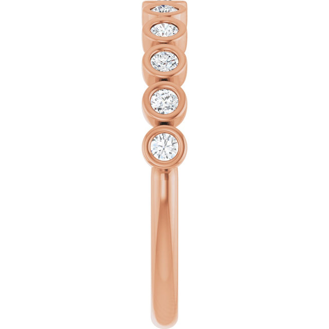 10K Gold Round Lab-Grown Diamond Bezel-Set Anniversary Band – .08–1/5 CTW - Rose Gold - view 4