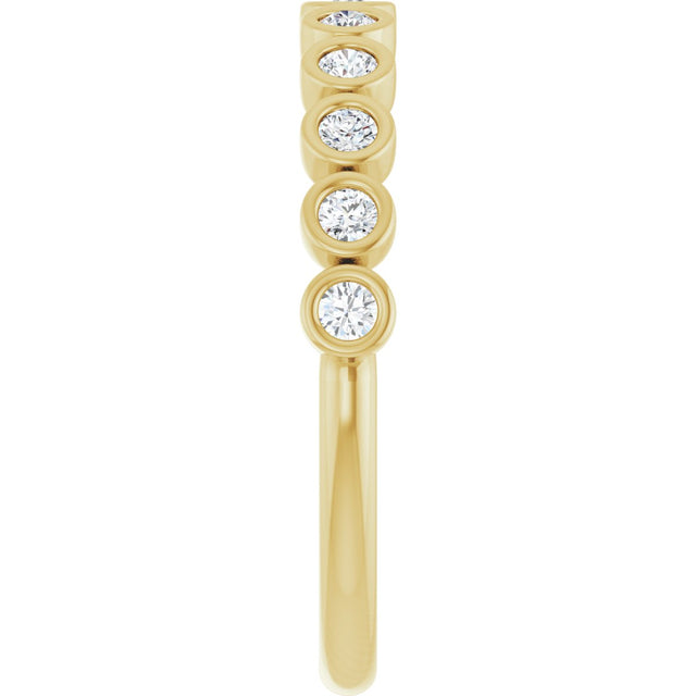 10K Gold Round Lab-Grown Diamond Bezel-Set Anniversary Band – .08–1/5 CTW - Yellow Gold - view 4