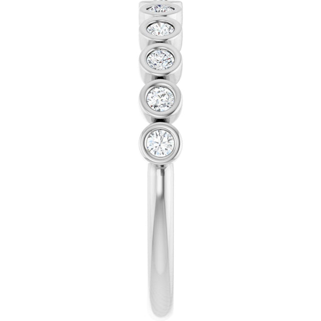 10K Gold Round Natural Diamond Bezel-Set Anniversary Band – .07–1/5 CTW - White Gold - view 4