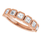 14K Gold Asscher Lab-Grown Diamond Bezel-Set Anniversary Band – 3x3 mm Stones - Rose Gold - view 5
