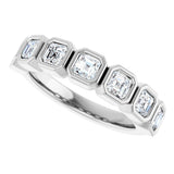 Platinum Asscher Lab-Grown Diamond Bezel-Set Anniversary Band – 3x3 mm Stones - view 5