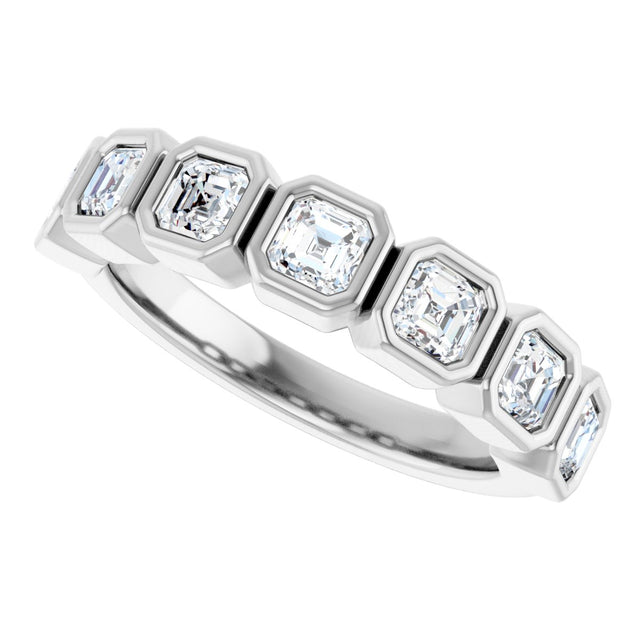 Platinum Asscher Lab-Grown Diamond Bezel-Set Anniversary Band – 3x3 mm Stones - view 5