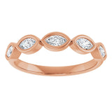 14K Gold Marquise Lab-Grown Diamond Bezel-Set Anniversary Band – 4.3x2.25 mm Stones - Rose Gold - view 3