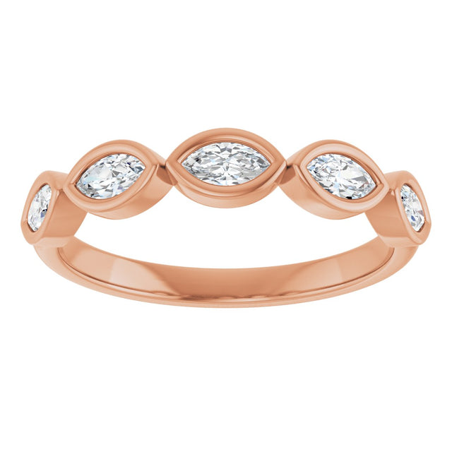 14K Gold Marquise Lab-Grown Diamond Bezel-Set Anniversary Band – 4.3x2.25 mm Stones - Rose Gold - view 3