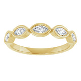 14K Gold Marquise Natural Diamond Bezel-Set Anniversary Band – 1/3–5/8 CTW - Yellow Gold - view 3
