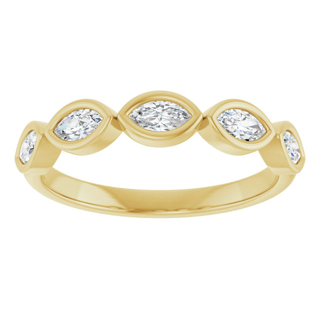 14K Gold Marquise Lab-Grown Diamond Bezel-Set Anniversary Band – 4.3x2.25 mm Stones - Yellow Gold - view 3