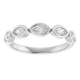 Platinum Marquise Natural Diamond Bezel-Set Anniversary Band – 1/3–5/8 CTW - view 3