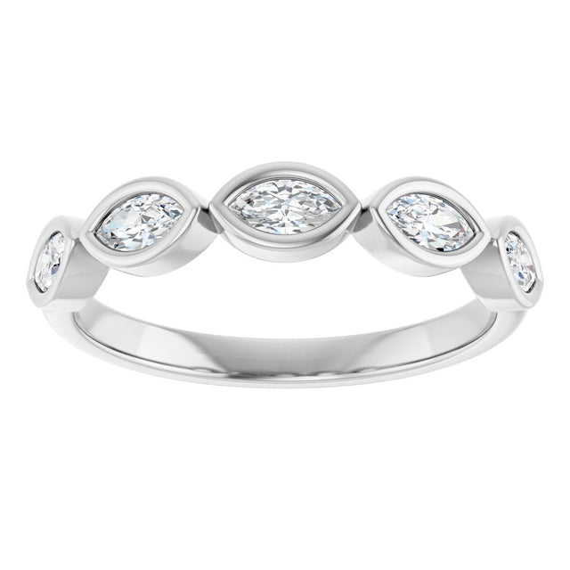 Platinum Marquise Natural Diamond Bezel-Set Anniversary Band – 1/3–5/8 CTW - view 3