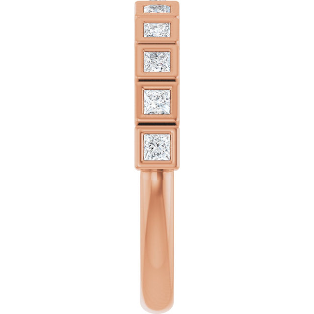 14K Gold Round Lab-Grown Diamond Bezel-Set Anniversary Band – .08–1/5 CTW - Rose Gold - view 4