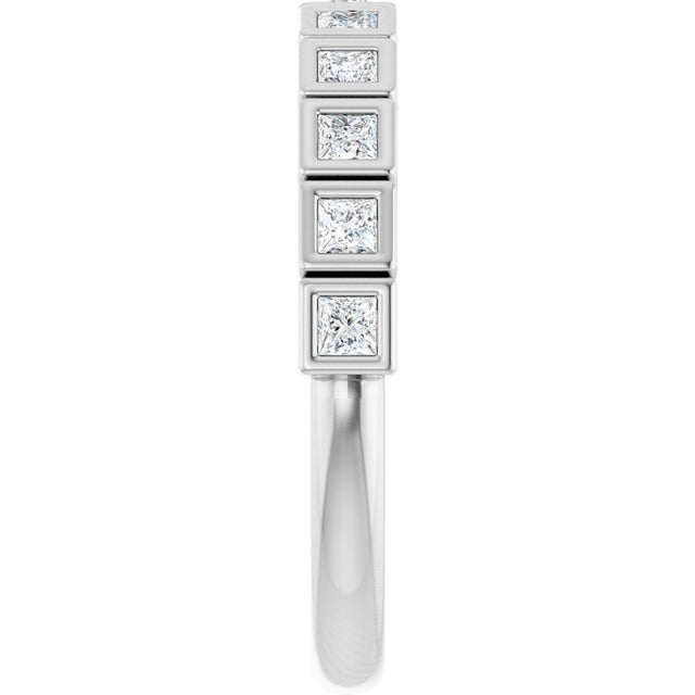 14K Gold Round Lab-Grown Diamond Bezel-Set Anniversary Band – .08–1/5 CTW - White Gold - view 4