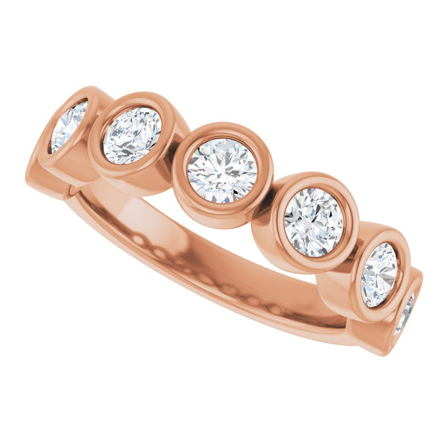 14K Gold Round Lab-Grown Diamond Bezel-Set Anniversary Band – 1–1 1/3 CTW - Rose Gold - view 5