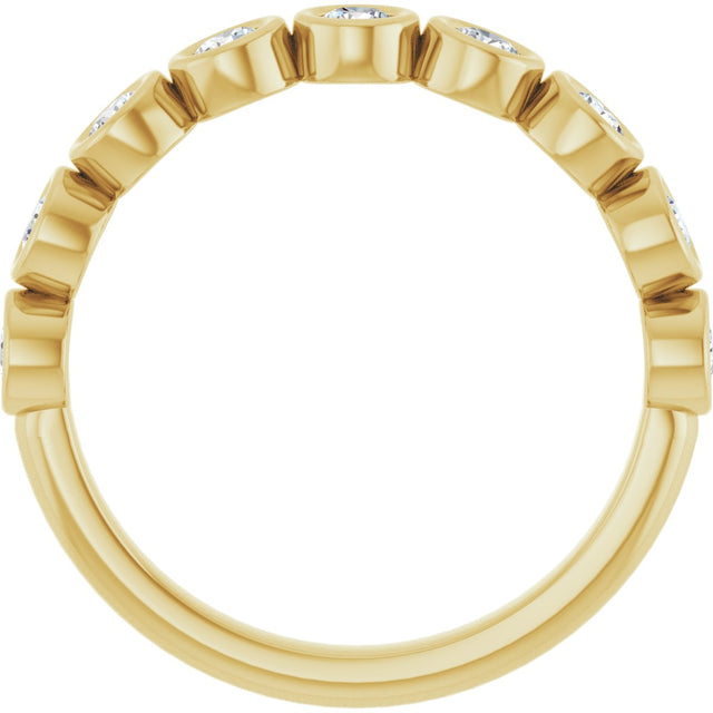 10K Gold Round Natural Diamond Bezel-Set Anniversary Band – 1/4–7/8 CTW - Yellow Gold - view 2