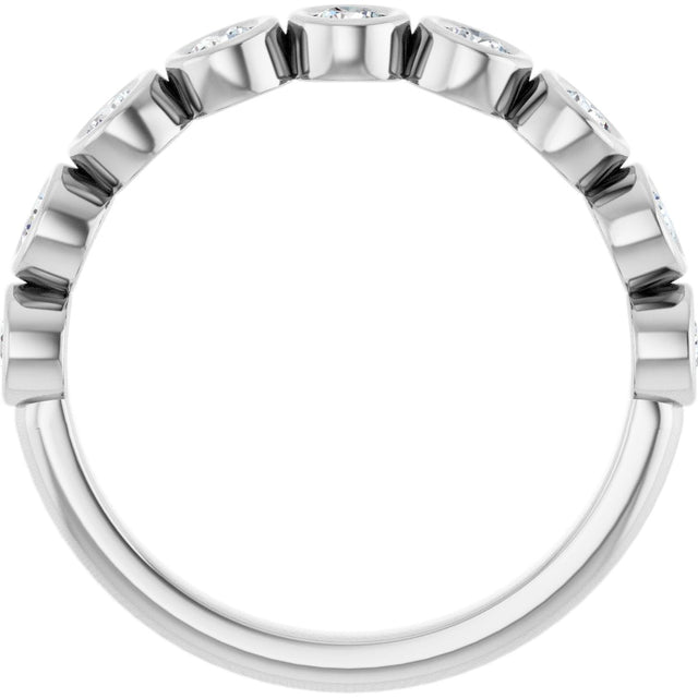 Platinum Round Natural Diamond Bezel-Set Anniversary Band – .07–1 1/2 CTW - view 2