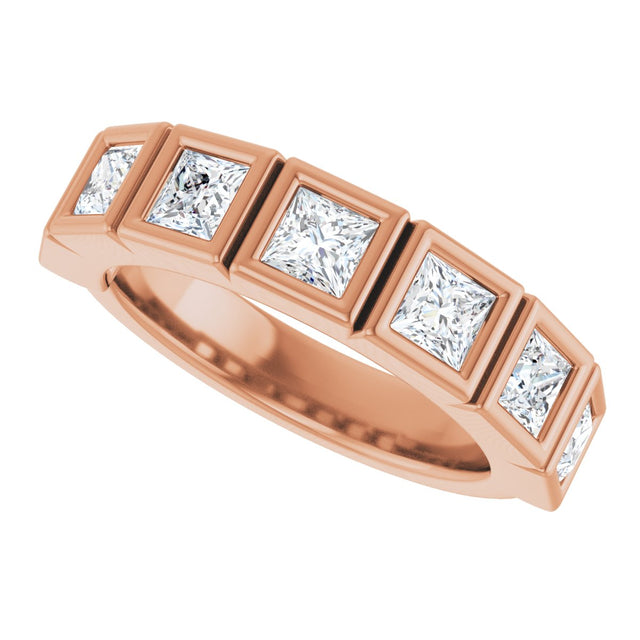10K Gold Square Natural Diamond Bezel-Set Anniversary Band – 9/10–2 3/4 CTW - Rose Gold - view 5