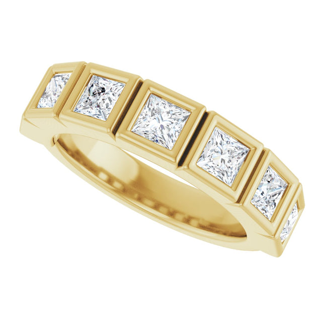 14K Gold Square Lab-Grown Diamond Bezel-Set Anniversary Band – 1/2–2 CTW - Yellow Gold - view 5