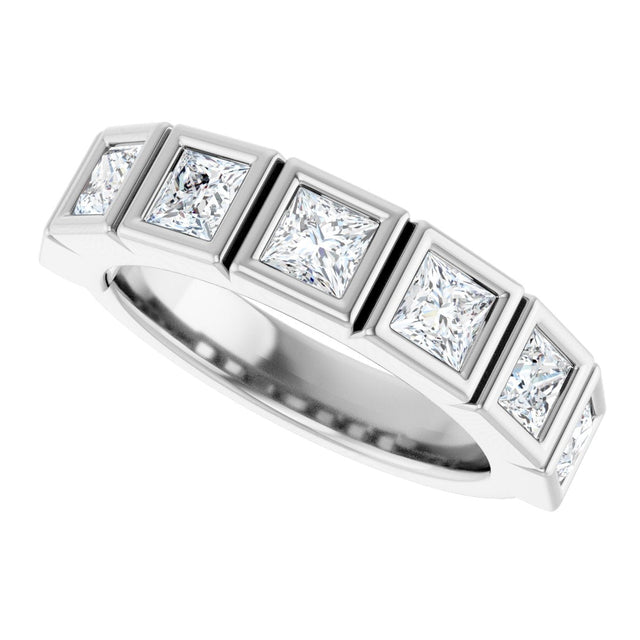 Platinum Square Lab-Grown Diamond Bezel-Set Anniversary Band – 1/2–2 3/4 CTW - view 5