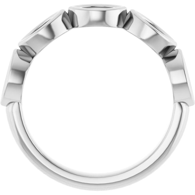 Platinum Marquise Lab-Grown Diamond Bezel-Set Anniversary Band – 5x3 mm Stones - view 3