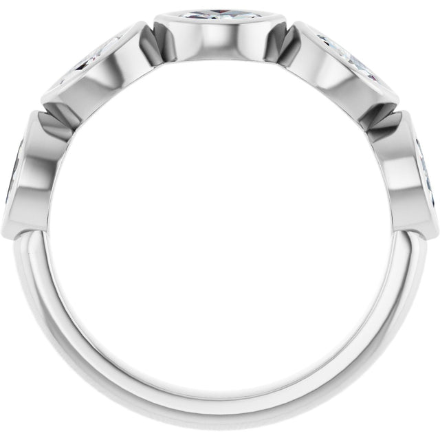Platinum Marquise Lab-Grown Diamond Bezel-Set Anniversary Band – 5x3 mm Stones - view 4