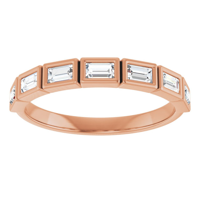 10K Gold Straight Baguette Lab-Grown Diamond Bezel-Set Anniversary Band – 1/6–3/8 CTW - Rose Gold - view 3