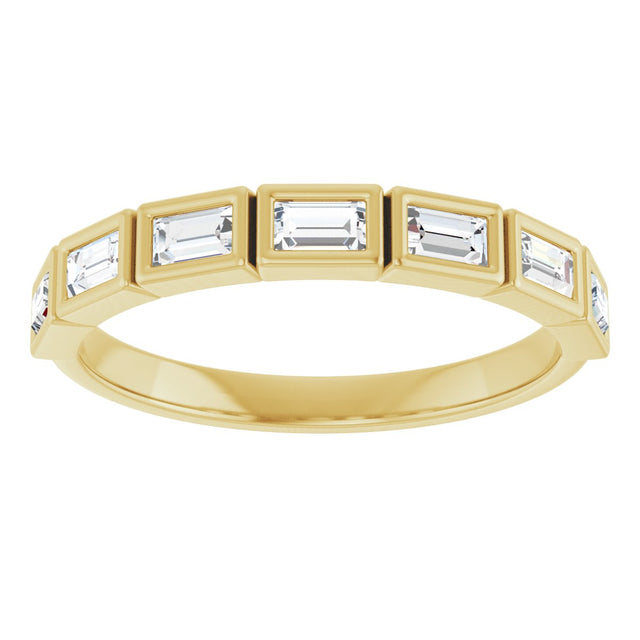 14K Gold Straight Baguette Lab-Grown Diamond Bezel-Set Anniversary Band – 1/6–3/8 CTW - Yellow Gold - view 3