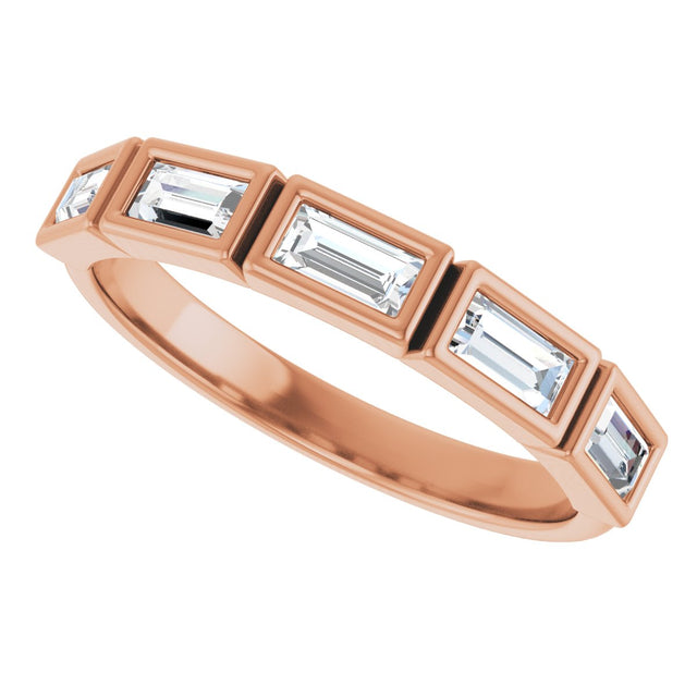 10K Gold Straight Baguette Lab-Grown Diamond Bezel-Set Anniversary Band – 1/2–3/4 CTW - Rose Gold - view 5