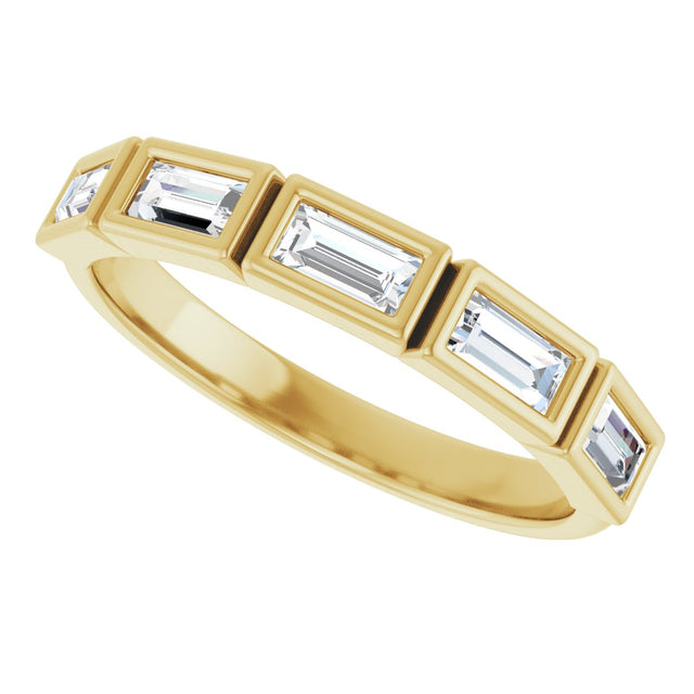 10K Gold Straight Baguette Natural Diamond Bezel-Set Anniversary Band – 1/2–3/4 CTW - Yellow Gold - view 5