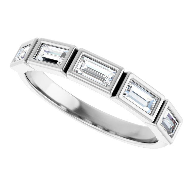 10K Gold Straight Baguette Natural Diamond Bezel-Set Anniversary Band – 1/2–3/4 CTW - White Gold - view 5