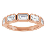 10K Gold Emerald Natural Diamond Bezel-Set Anniversary Band – 1 3/4 CTW - Rose Gold - view 3