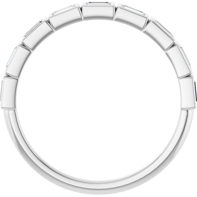 10K Gold Straight Baguette Lab-Grown Diamond Bezel-Set Anniversary Band – 1/6–3/8 CTW - White Gold - view 2