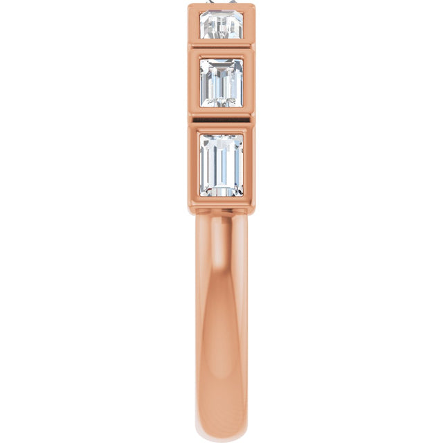 10K Gold Straight Baguette Lab-Grown Diamond Bezel-Set Anniversary Band – 1/2–3/4 CTW - Rose Gold - view 4