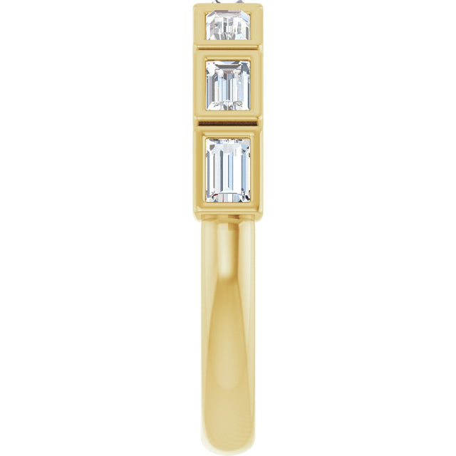 10K Gold Straight Baguette Natural Diamond Bezel-Set Anniversary Band – 1/2–3/4 CTW - Yellow Gold - view 4