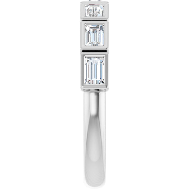 10K Gold Straight Baguette Lab-Grown Diamond Bezel-Set Anniversary Band – 1/2–3/4 CTW - White Gold - view 4