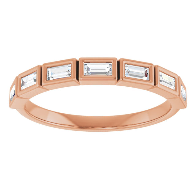 10K Gold Straight Baguette Natural Diamond Bezel-Set Anniversary Band – 1/6–3/8 CTW - Rose Gold - view 3