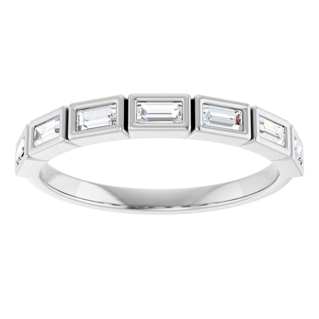 10K Gold Straight Baguette Lab-Grown Diamond Bezel-Set Anniversary Band – 1/6–3/8 CTW - White Gold - view 3