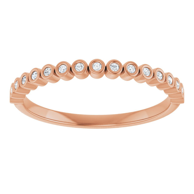 10K Gold Round Lab-Grown Diamond Bezel-Set Anniversary Band – .08–1/5 CTW - Rose Gold - view 3