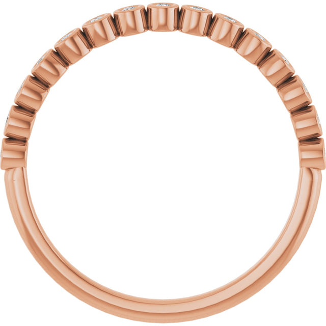 10K Gold Round Lab-Grown Diamond Bezel-Set Anniversary Band – .08–1/5 CTW - Rose Gold - view 2