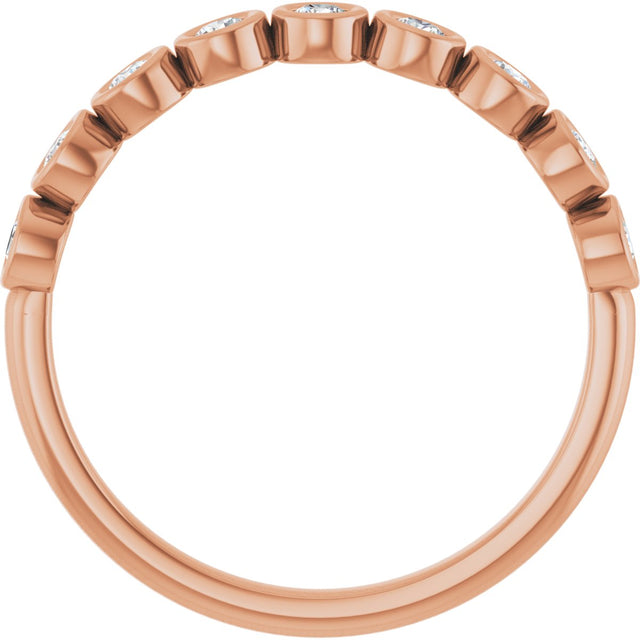 10K Gold Round Lab-Grown Diamond Bezel-Set Anniversary Band – 1/4–7/8 CTW - Rose Gold - view 2