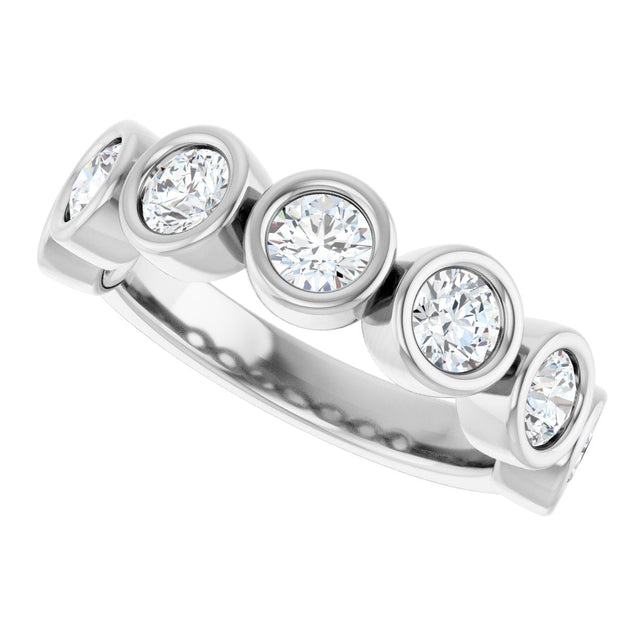 10K Gold Round Lab-Grown Diamond Bezel-Set Anniversary Band – 1–1 1/3 CTW - White Gold - view 5