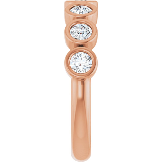10K Gold Round Lab-Grown Diamond Bezel-Set Anniversary Band – 1/4–7/8 CTW - Rose Gold - view 4