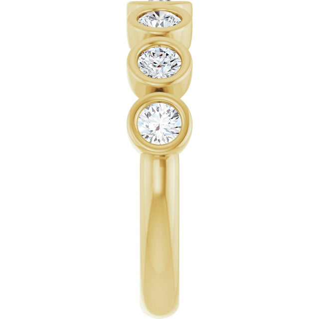 10K Gold Round Natural Diamond Bezel-Set Anniversary Band – 1/4–7/8 CTW - Yellow Gold - view 4