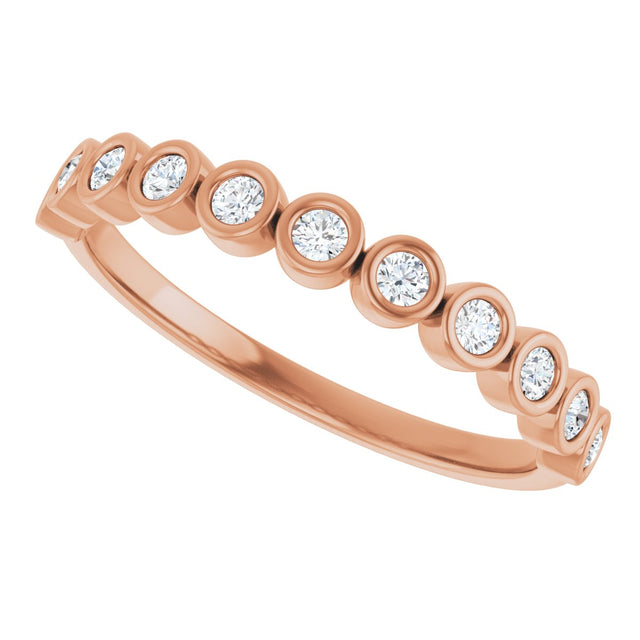 10K Gold Round Natural Diamond Bezel-Set Anniversary Band – .07–1/5 CTW - Rose Gold - view 5