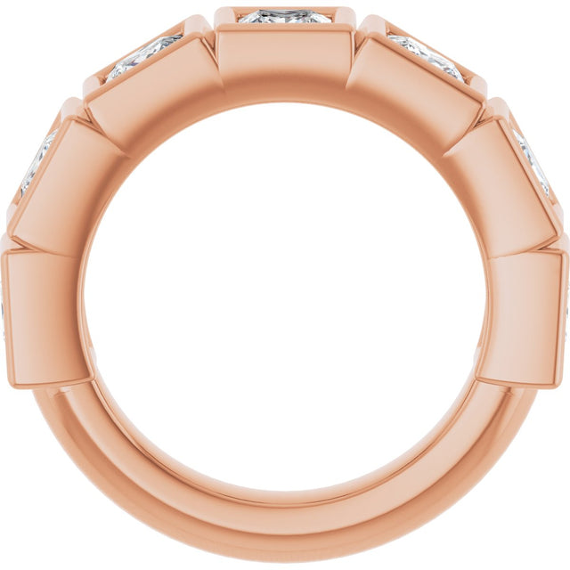 10K Gold Square Natural Diamond Bezel-Set Anniversary Band – 9/10–2 3/4 CTW - Rose Gold - view 2