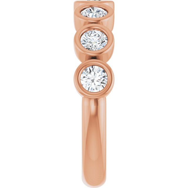 10K Gold Round Lab-Grown Diamond Bezel-Set Anniversary Band – 1/4–7/8 CTW - Rose Gold - view 4