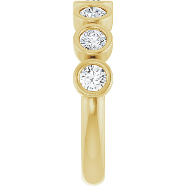 10K Gold Round Natural Diamond Bezel-Set Anniversary Band – 1/4–7/8 CTW - Yellow Gold - view 4