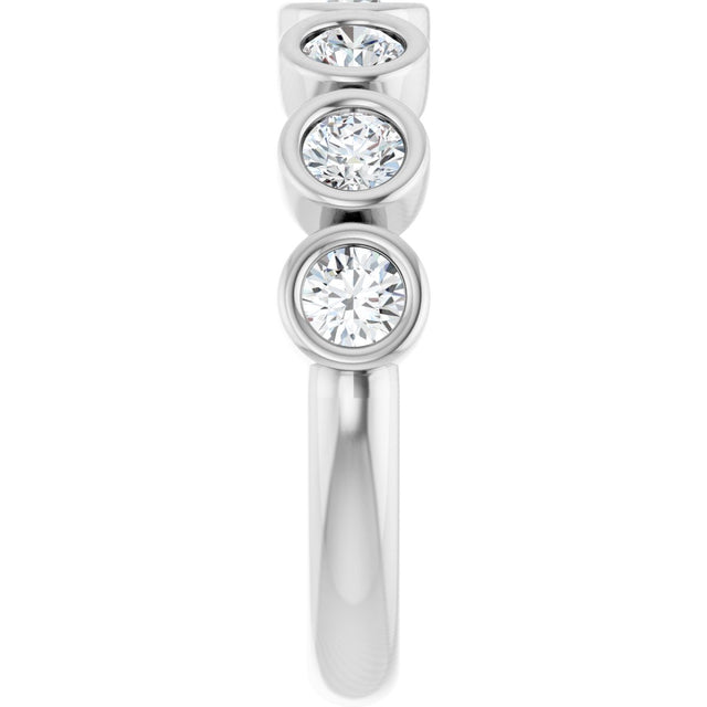 10K Gold Round Lab-Grown Diamond Bezel-Set Anniversary Band – 1/4–7/8 CTW - White Gold - view 4