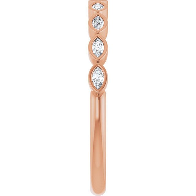 14K Gold Marquise Lab-Grown Diamond Bezel-Set Anniversary Band – 2.5x1.3 mm Stones - Rose Gold - view 4