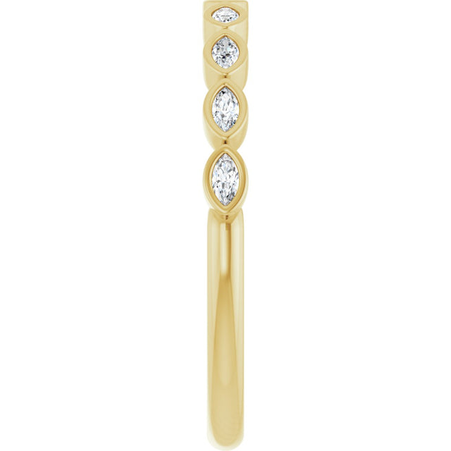 14K Gold Marquise Lab-Grown Diamond Bezel-Set Anniversary Band – 2.5x1.3 mm Stones - Yellow Gold - view 4