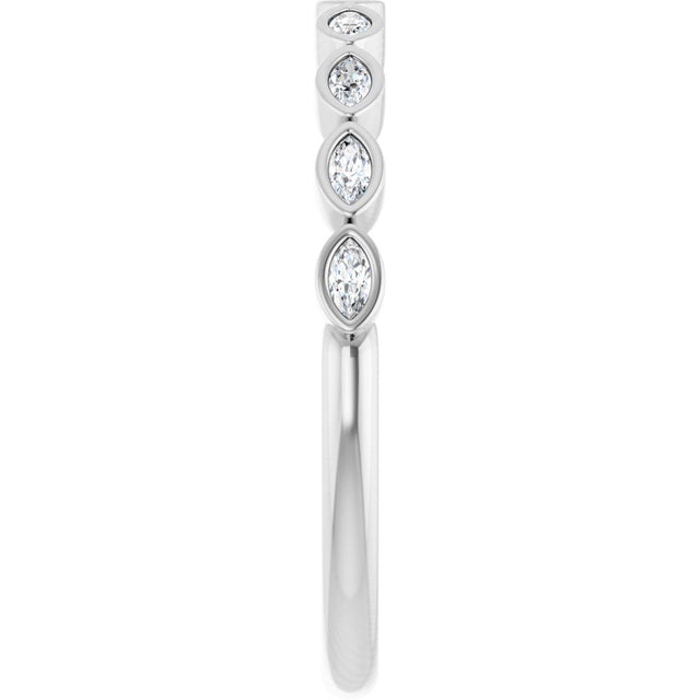 Platinum Marquise Lab-Grown Diamond Bezel-Set Anniversary Band – 2.5x1.3 mm Stones - view 4