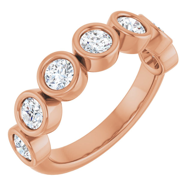 10K Gold Round Natural Diamond Bezel-Set Anniversary Band – 1–1 1/2 CTW - Rose Gold