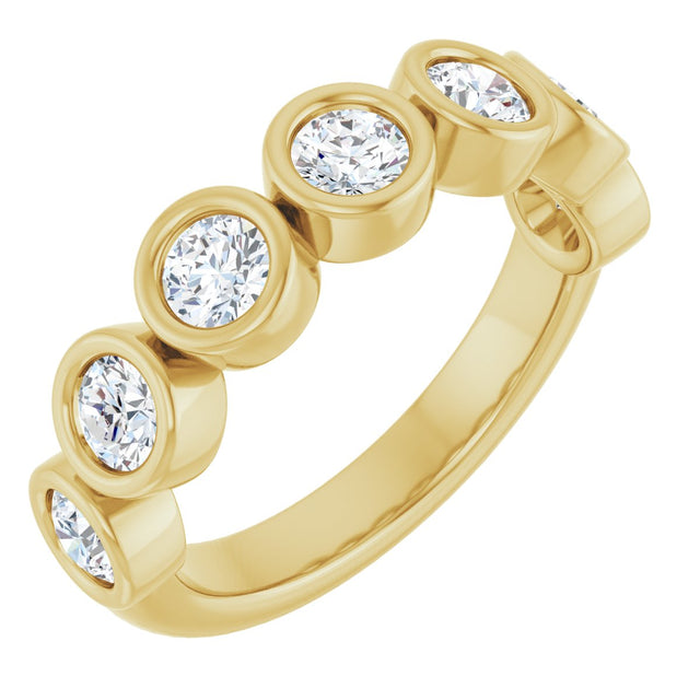 10K Gold Round Natural Diamond Bezel-Set Anniversary Band – 1–1 1/2 CTW - Yellow Gold